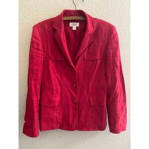 Talbots Red Linen Blend Blazer Women’s Size 4